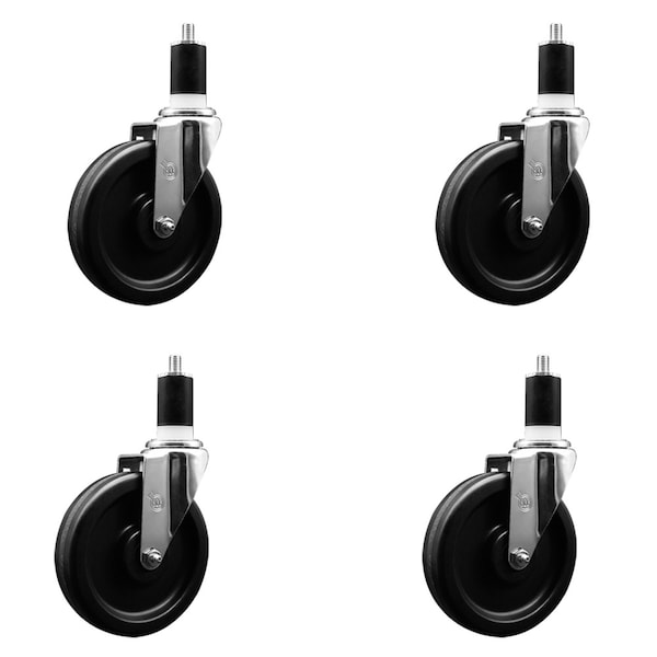 6'' Phenolic Wheel Swivel 1-1/2'' Expanding Stem Caster Set, 4PK